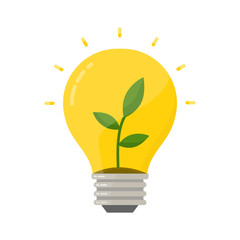 Eco bulb, lightbulb with green plant germ. 