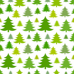 Green Christmas trees seamless pattern
