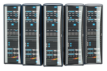Set of Computer Server Racks, 3D rendering