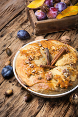 Homemade strudel with plum