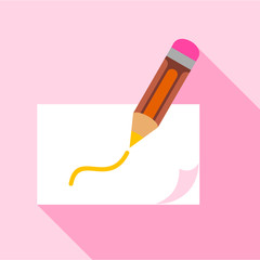 Pencil drawing icon, flat style