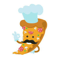 Pizza chef. Vector modern flat style