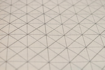 Pencil drawn grid on a notebook sheet. Flat drawn lines.