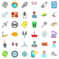 Towing icons set, cartoon style