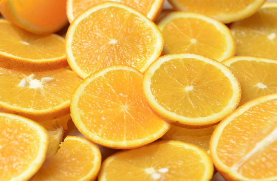 Fresh Juicy Orange Fruit Slice Isolated. Citus Fruit. Natural Vitamin C. 