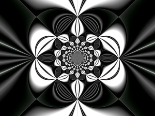 Fraktale Sonnenblume in Schwarz Weißo © fraktalekunst