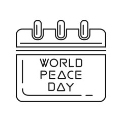 International Day of Peace known as World Peace Day. Wall calendar line icon design. Vector illustration