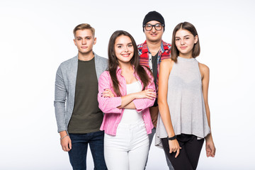 Fototapeta premium Group of happy young people isolated on white background