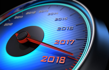 Fototapeta premium Tachometer 2018 blau leuchtend