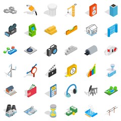 Flash drive icons set, isometric style