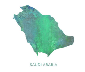 Saudi Arabia map green watercolor pattern, high detailed