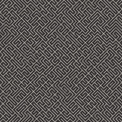 Irregular Maze Lines. Abstract Geometric Background Design. Vector Seamless Black and White Chaotic Pattern.