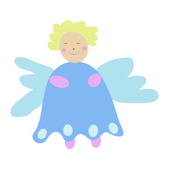 Colorful and smiling fairy cartoon with wings isolated on a white background - Eps10 vector graphics and illustration