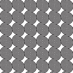 Geometric seamless pattern with black and white spirals. Abstract modern texture.