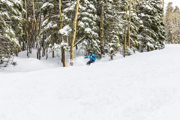 snowboarder carving on a moderate run 