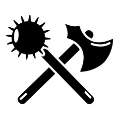 Medieval axe and mace icon, simple style