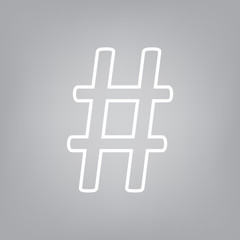 white hashtag icon- vector illustration