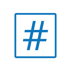 blue hashtag icon- vector illustration