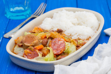 typical portuguese dish feijoada on dish
