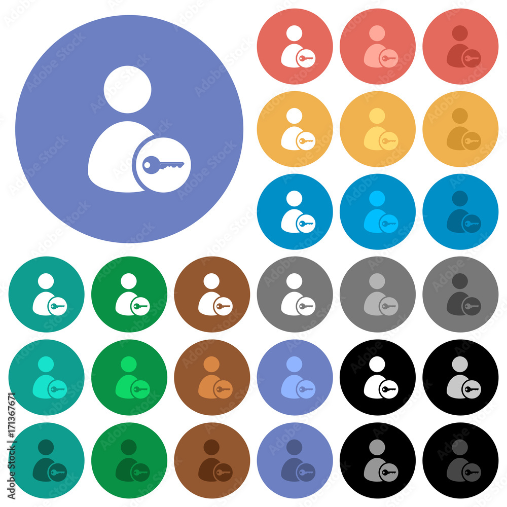 Poster secure user account round flat multi colored icons