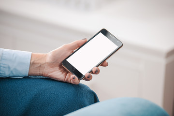 Womans hand cell phone