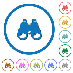 Binoculars icons with shadows and outlines