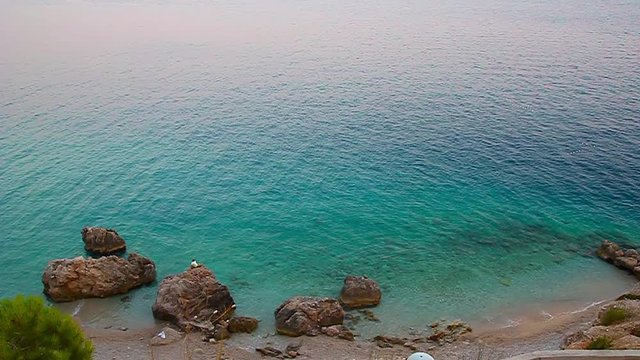 Beautiful Beach and Adriatic Sea with turquoise water near Split. Croatia 