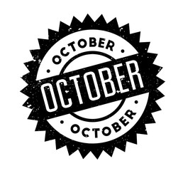 October rubber stamp. Grunge design with dust scratches. Effects can be easily removed for a clean, crisp look. Color is easily changed.