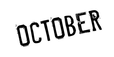 October rubber stamp. Grunge design with dust scratches. Effects can be easily removed for a clean, crisp look. Color is easily changed.