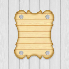 wooden sign board frame on wooden planks background