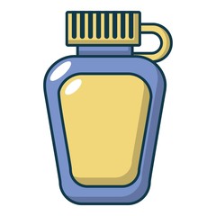 Paintball flask equipment icon, cartoon style