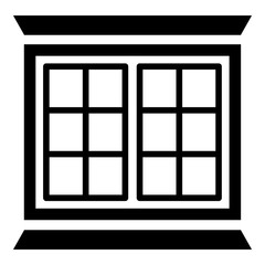 Modern window frame icon, simple black style