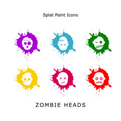 Set Zombie Head Splat Icons Mobile User Interface Application and Web Designer