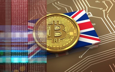 3d bitcoin UK flag