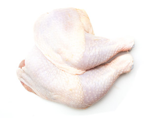 raw chicken leg isolated on white