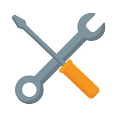screwdriver and spanner icon over white background vector illustration