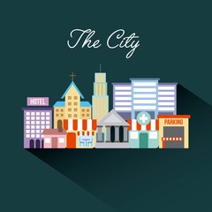 the city building residential architecture vector illustration