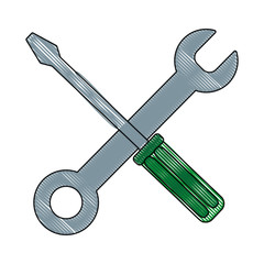 screwdriver and spanner icon over white background vector illustration