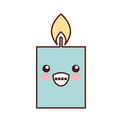 kawaii candle christmas flower decoration festive vector illustration