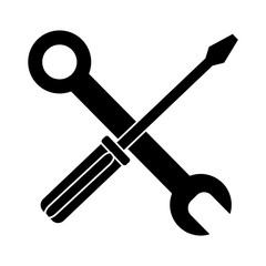 screwdriver and spanner icon over white background vector illustration