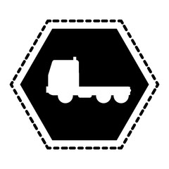 construction road sign with truck icon over white background vector illustration