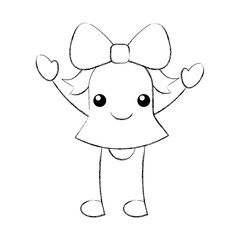 kawaii christmas bell ribbon bow decoration ornament vector illustration