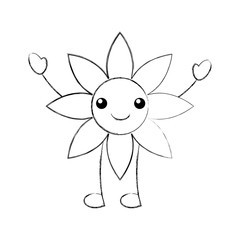 kawaii christmas flower natural decoration cartoon vector illustration