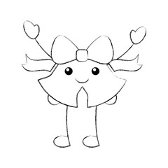 kawaii christmas bell ribbon bow decoration ornament vector illustration