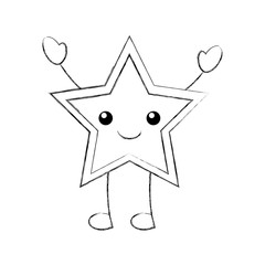 kawaii christmas star ornament celebration decoration vector illustration