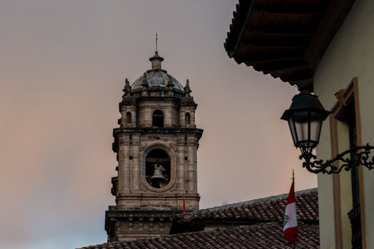 A rainbow over the Church of the Society of Jesus in Plaza de Armas in Cusco, Peru © Andrew