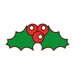 christmas leaf with holly berry decoration celebration icon vector illustration