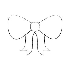 bow ribbon decoration christmas ornament traditional vector illustration