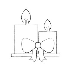 candle christmas ribbon bow decoration festive vector illustration