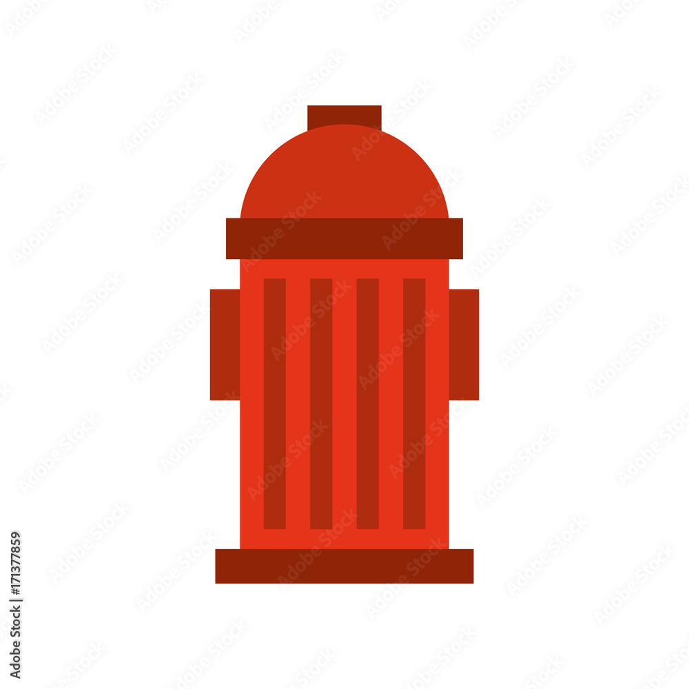 Sticker red fire hydrant on the street emergency equipment vector illustration